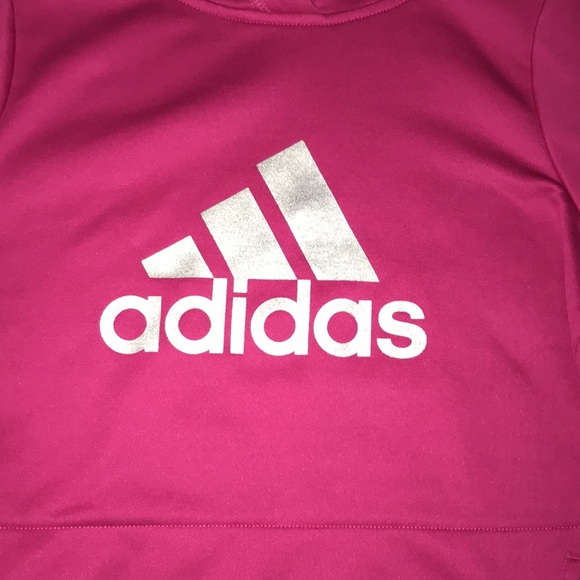 Girls Pink Adidas Pullover Hoodie.  Size M (10-12). - Picture 4 of 10